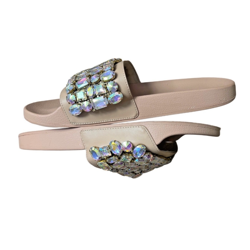 Steve Madden Jeweled Pool Slides Embellished Rhin… - image 2